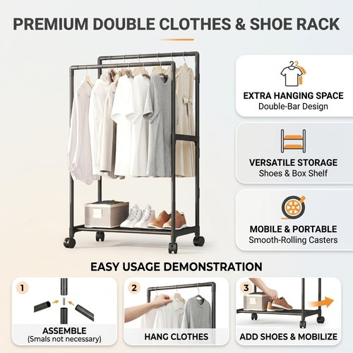 Double rod clothes rack - double,