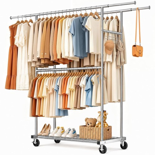 Clothes rail with wheels - clothes, wheels,heavy