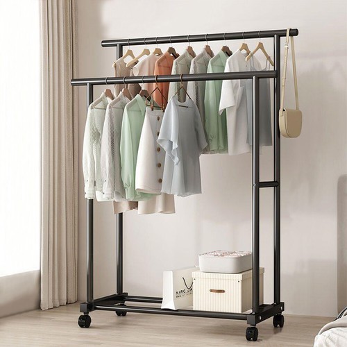 Steel double clothes rail rack - clothes,