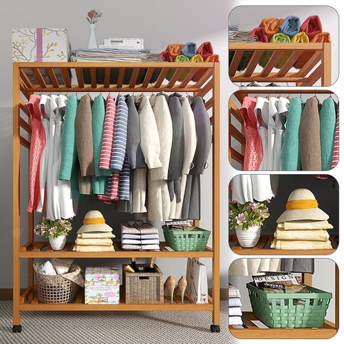 Heavy duty wooden clothes - wooden, rail