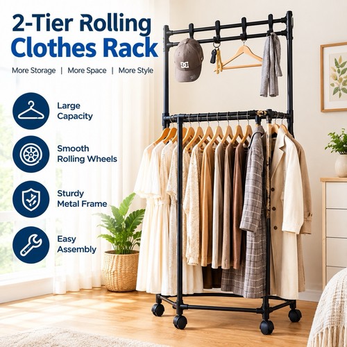 Tier portable clothes rack - 2-tier,