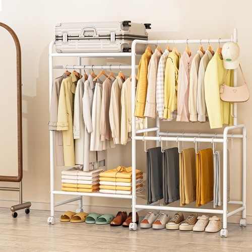 White heavy duty clothes rail - duty,